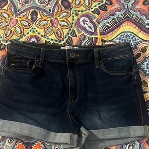 Wax Jean Dark Wash Rolled Cuff Denim Shorts